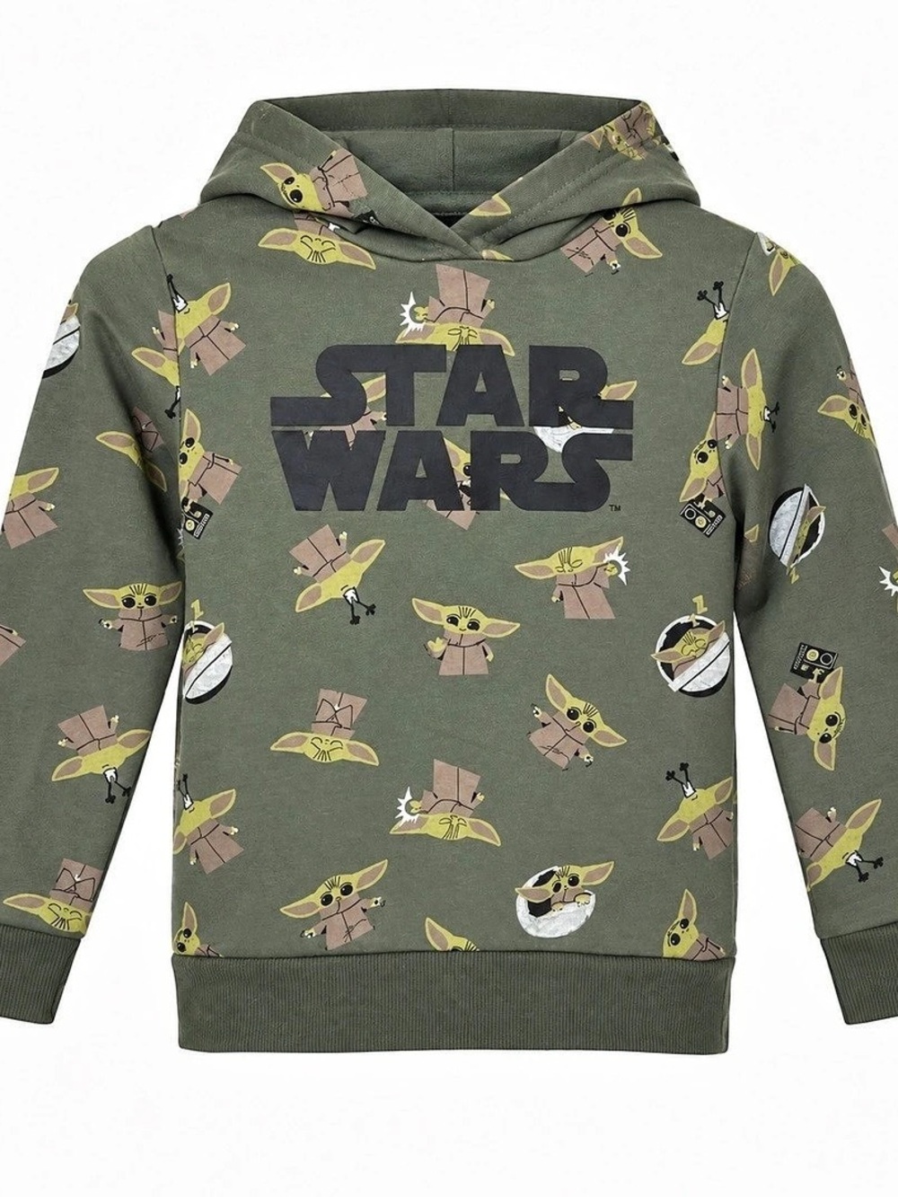 Star Wars Grogu Baby Yoda All-Over Print Hoodie Kids Size 6 Green